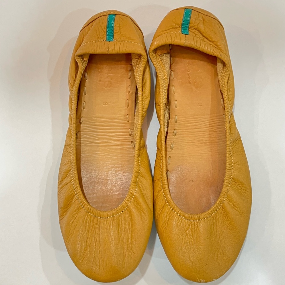 Tieks | Tan Leather Scrunch Ballet Flats Stretchy Travel Shoes Camel Gavrieli 8